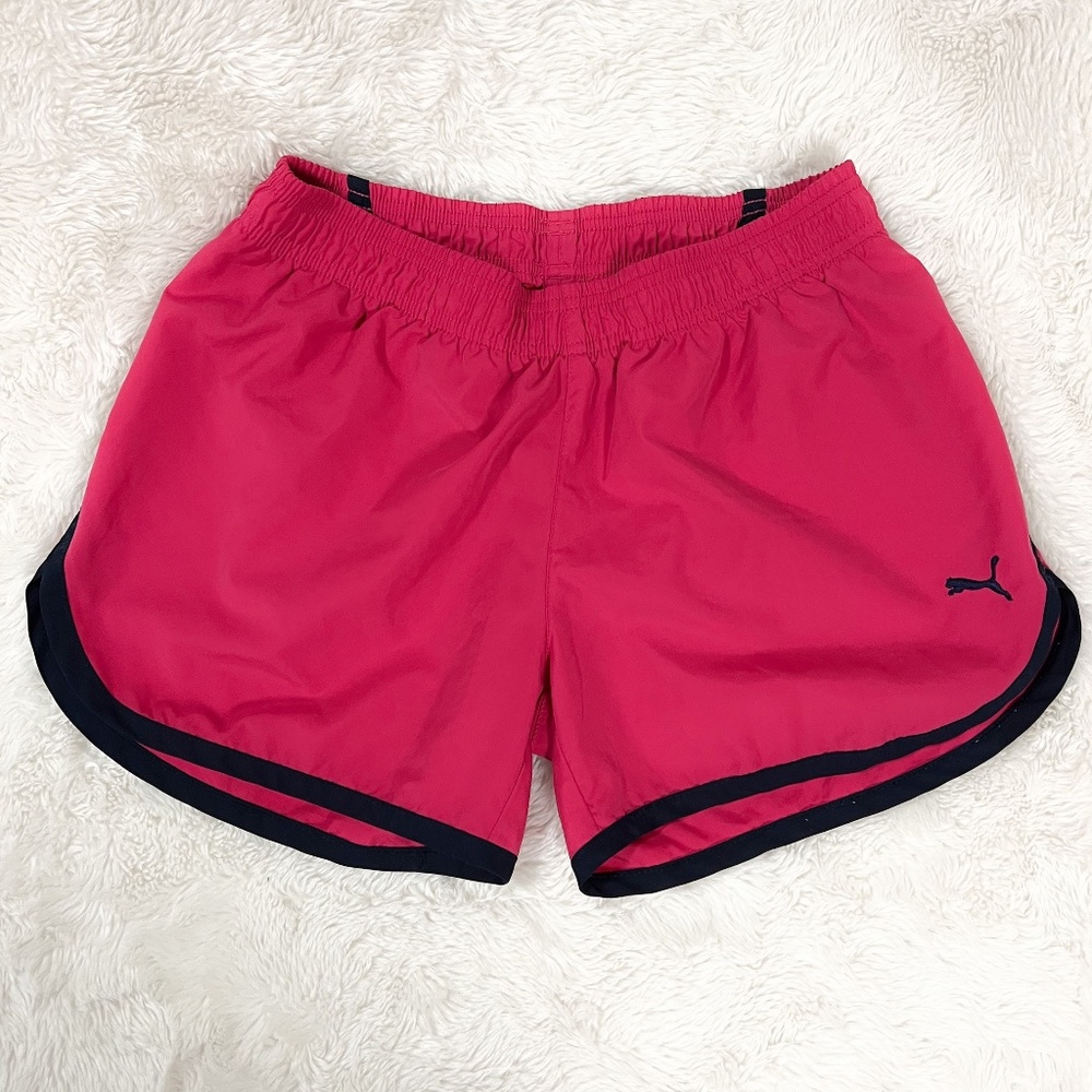 Puma, Pink W/Navy Blue Stripe, Shorts, Medium